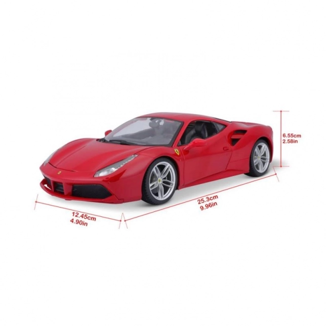 Fém autó modell Ferrari 488 GTB piros