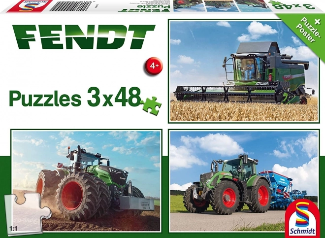 Schmidt fendt traktor puzzle 3x48 darabos készlet