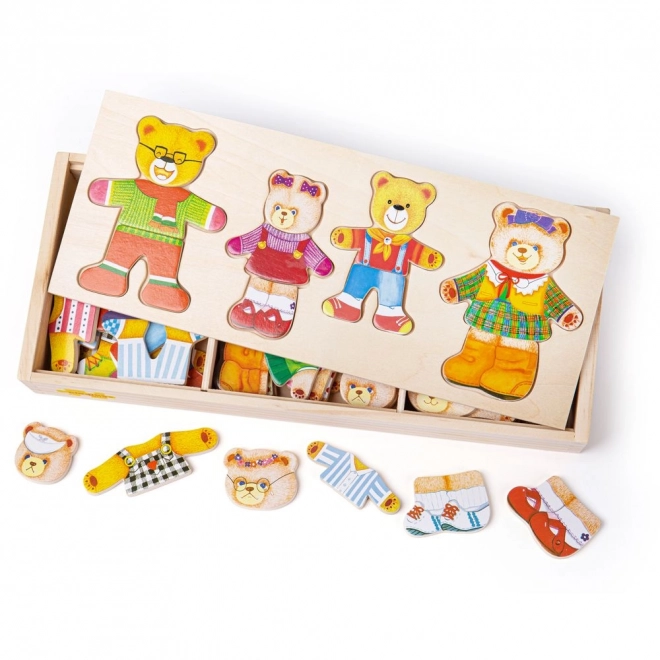 Bigjigs Toys öltöztető puzzle - Medvecsalád