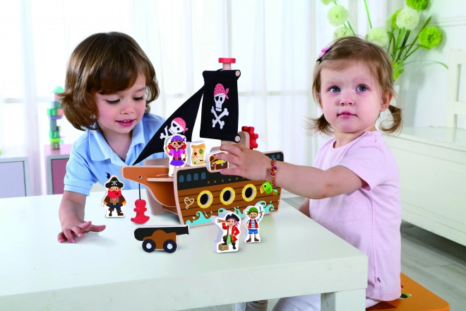 Fa kalózhajó figurákkal Tooky Toy