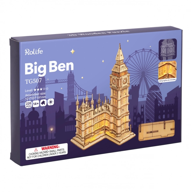 Világító fa 3D puzzle Big Ben torony