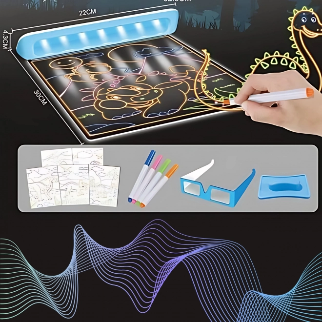 WOOPIE Mágneses 3D Tábla LED Világítással Rajzoláshoz