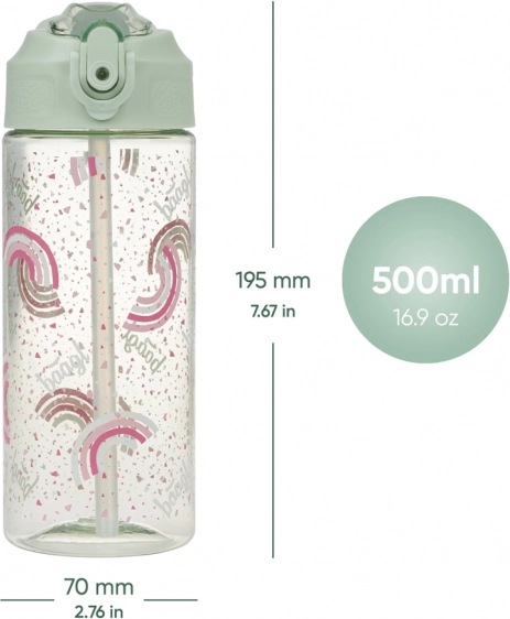 Tritan palack szívószállal Szivárvány 500 ml