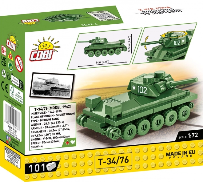 II. világháborús szovjet tank T-34/76 modell 1:72 COBI építőjáték