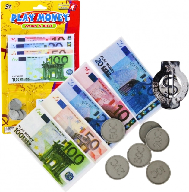 Játékpénz készlet: Euro bankjegyek és érmék