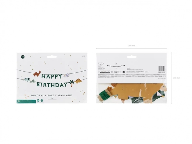 Dínó happy birthday banner, 3 m