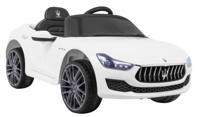 Maserati Ghibli akkumulátor gyermekeknek Fehér + Távirányító + Lassú indítás + EVA + MP3 USB + LED
