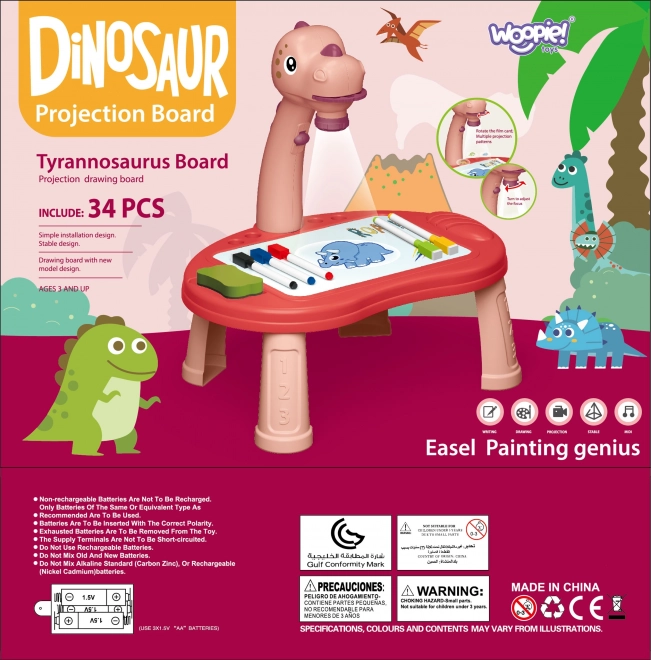 Dinoszaurusz vetítő rajztábla 24 mintával és 2 társasjátékkal