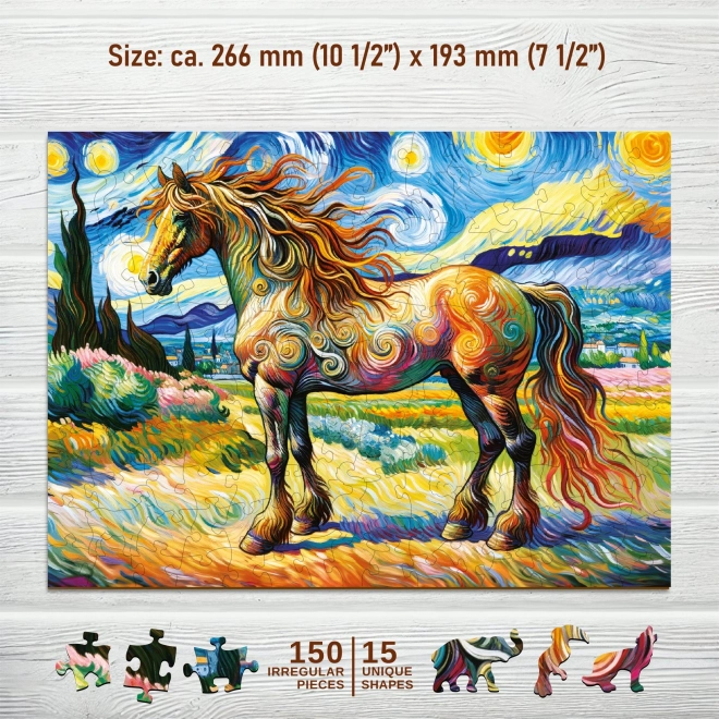 Modern ló fa puzzle 150 darabos