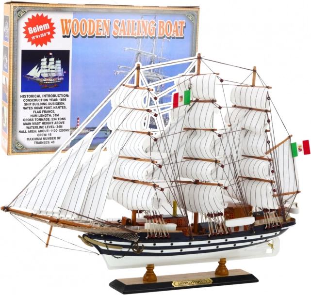 Dekoratív Vitorlás Modell Amerigo Vespucci 64x46cm