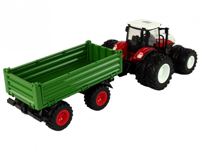 Távirányítós traktor utánfutóval piros zöld