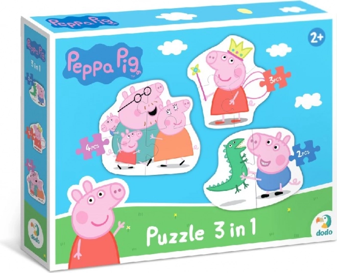 peppa malac család puzzlek 3 az 1-ben