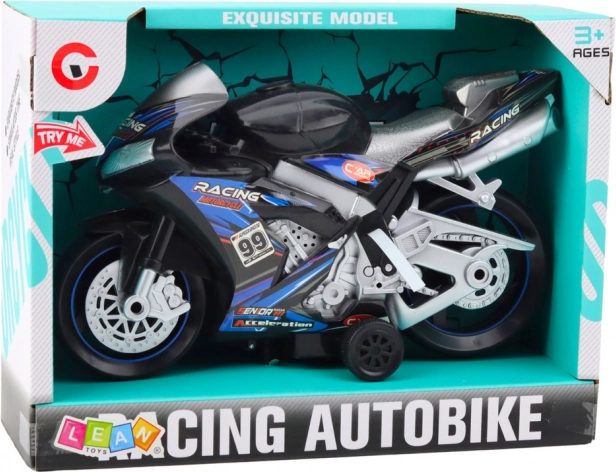 fekete-kék verseny motor kerékpár fényeffektussal és hanggal