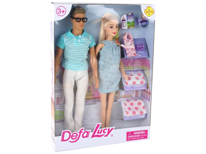 Családi Baba Fiú Lány Szőke hajú Terhesség
