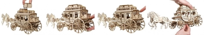 ugears 3d fa mechanikus postakocsi puzzle