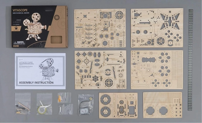 Rokr 3D fa puzzle mechanikus film vetítő 183 darab