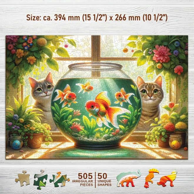 Fa puzzle macskák és halacskák 505 darabbal