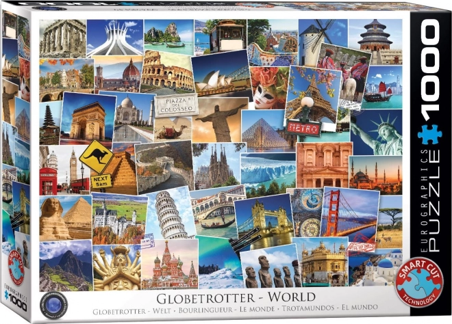 Világjáró puzzle - 1000 darabos, teljes világutazó kaland