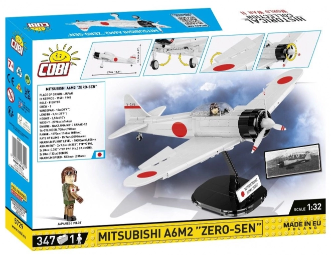 Második világháborús Mitsubishi A6M2 Zero vadászrepülő modell