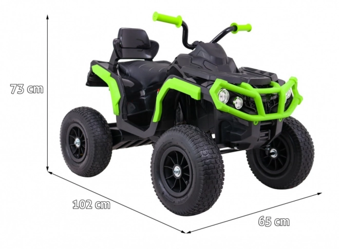 Gyermek ATV Air akkumulátoros quad Fekete-Zöld + felfújható kerekek + MP3 rádió + lassú indítás