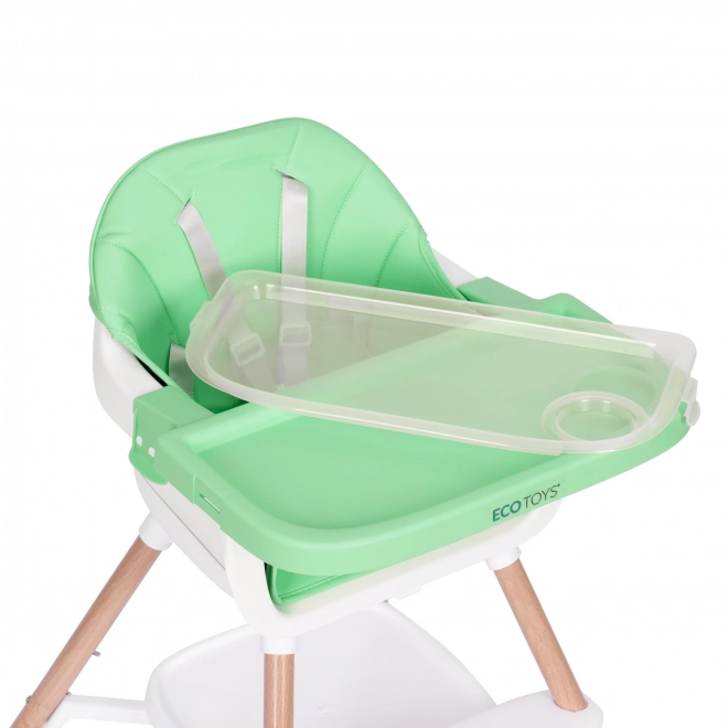 Gyermek etetőszék 2 az 1-ben zöld ecotoys