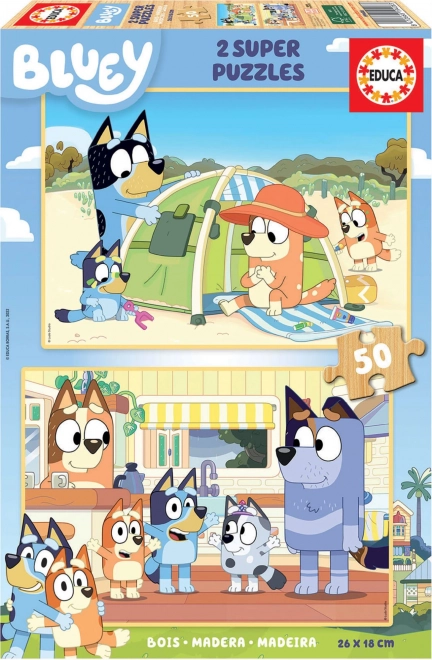Kék kutyus fa puzzle