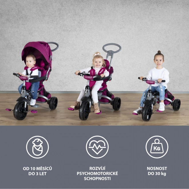 CitiGO háromkerekű tricikli Mulberry Pink