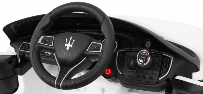 Maserati Ghibli akkumulátor gyermekeknek Fehér + Távirányító + Lassú indítás + EVA + MP3 USB + LED