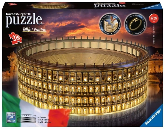 Svítící 3D Puzzle Éjszakai Kiadás: Római Kolosszeum