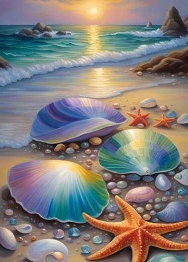 Gyémántfestés Kagyló és Csillag 30x40cm