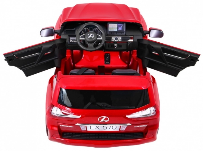 Lexus LX570 lakkozott autó 2 gyermek részére Piros + távirányító + EVA kerekek + MP3 LED rádió