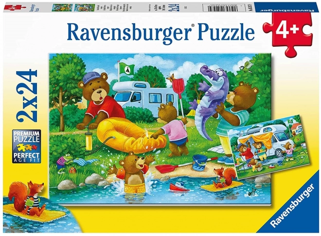 Ravensburger puzzle medve család kempingezik 2x24 darabos