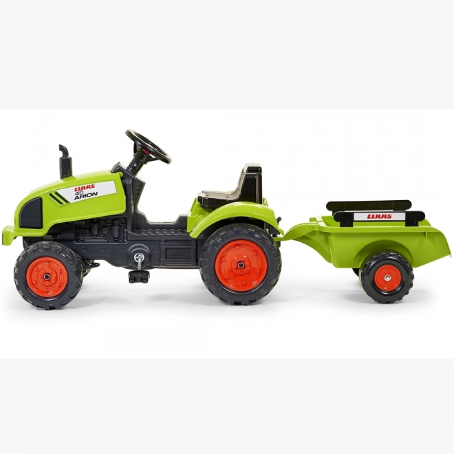 Falk pedálos traktor Claas Arion utánfutóval és nyitható motorháztetővel