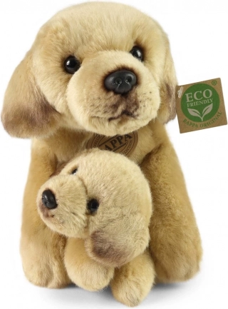 Rappa plüss labrador kölyökkel, fekvő, 25 cm, környezetbarát