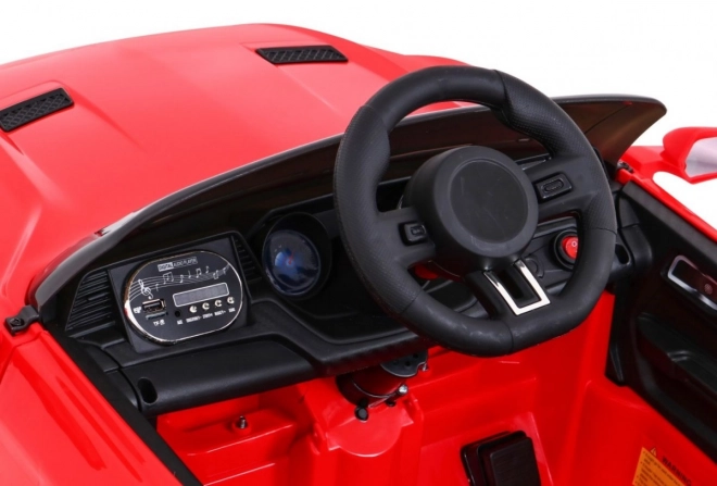 GT Sportautó akkumulátorral gyerekeknek Piros + távvezérlés + lassú indítás + csomagtartó + MP3 LED