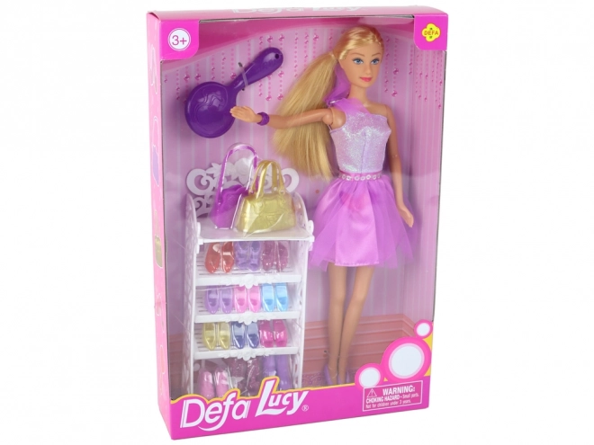 Baba Lucy ruhák lila csillogó cipő szett