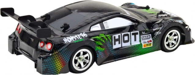RC versenyautó drifthez fekete-zöld 30 km/h 1:16