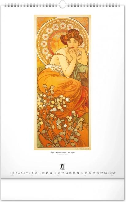 Alfons Mucha 2026 fali naptár