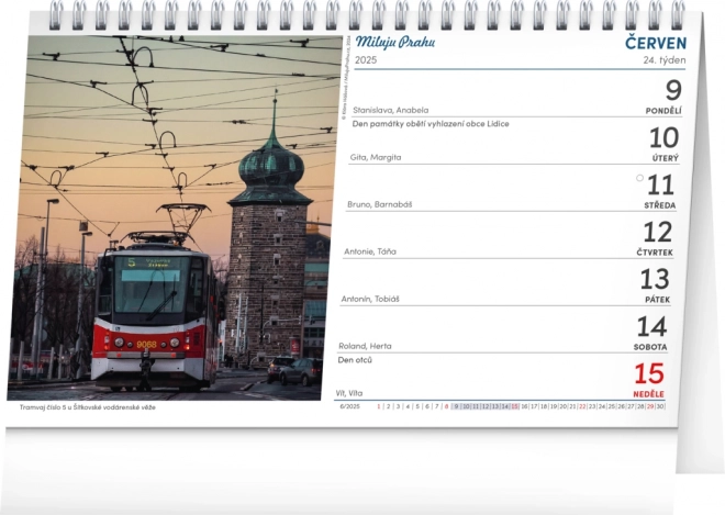 asztali naptár praga - miluju praga 2025