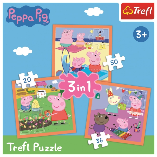 Trefl puzzle Peppa malac: csodálatos ötletek 3 az 1-ben