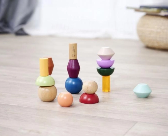 Montessori rakásolható blokkok – fa geometriai építőkészlet