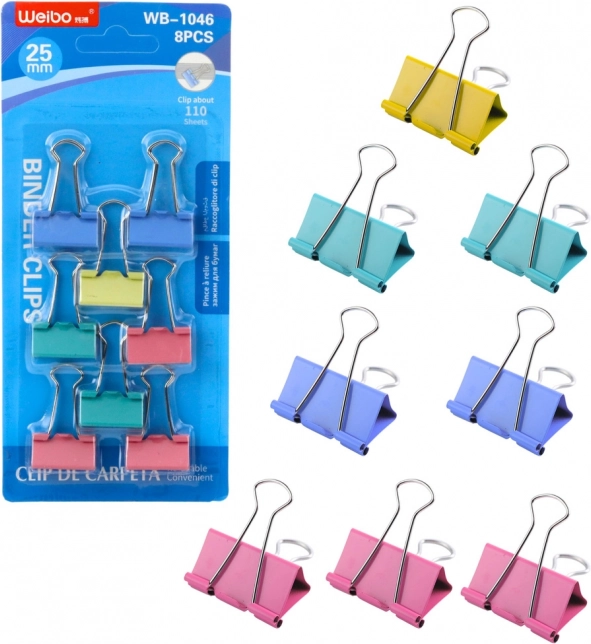 25 mm-es 8 db-os színes irodai csipeszkészlet