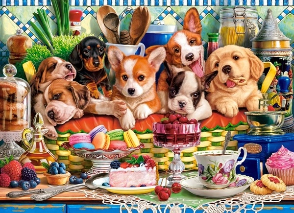 300 darabos puzzle - kiskutyák desszert