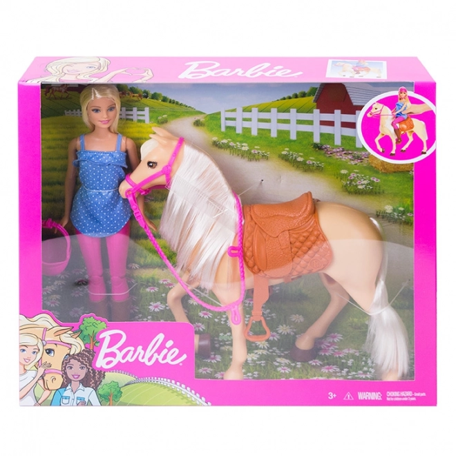 Barbie baba és ló játékkészlet