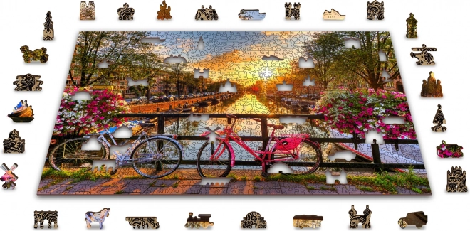 Fa puzzle Amsterdami kerekek 1010 darab