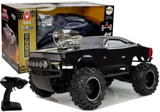 Távirányítós terepjáró autó fekete 4x4 2.4G