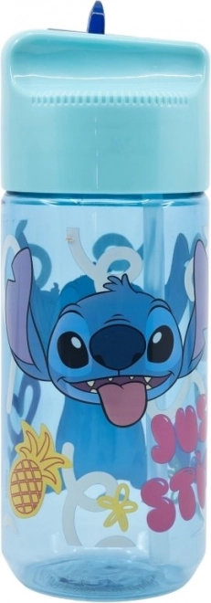 Gyerekeknek való szívószálas vizes palack STITCH mintával (Kék) 430 ml