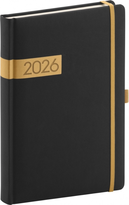Twill fekete-arany napi határidőnapló 2026