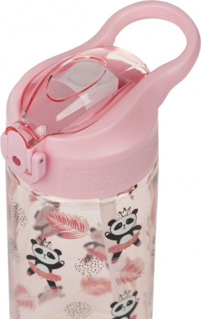 Rózsaszín gyermek ivópalack szívószállal Panda 500 ml