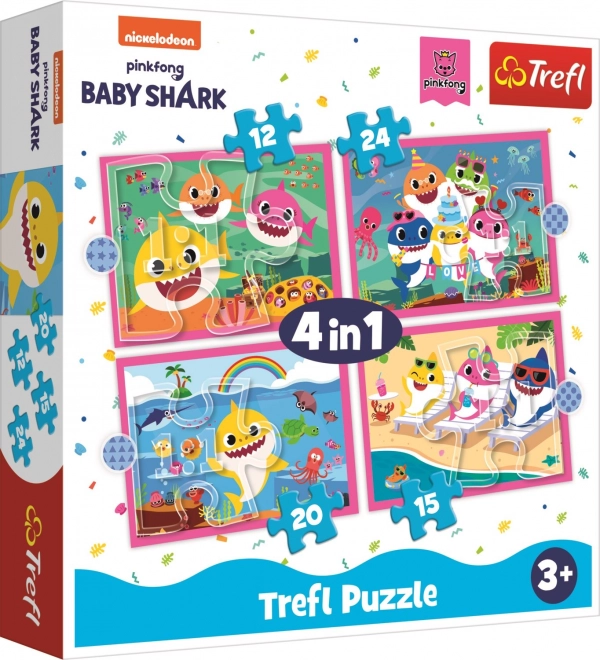 Baby Shark családi puzzle 4 az 1-ben